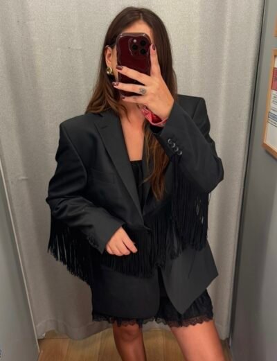 Grey Fringe Blazer