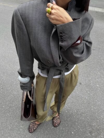High collar Grey jacket