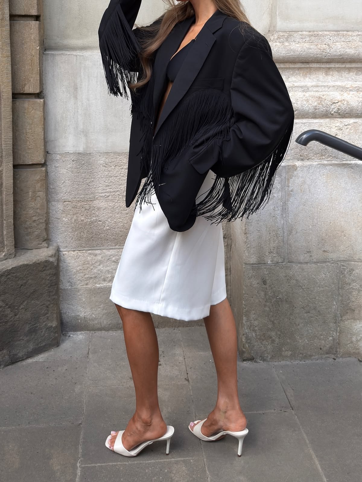 Grey Fringe Blazer - Image 2